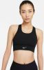 Nike Dri FIT Swoosh Lange Sport bh met medium ondersteuning en pad uit &#xE9, &#xE9, n stuk Black/White Dames online kopen